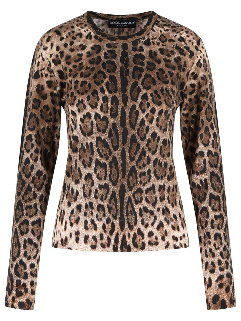 Dolce & Gabbana Dolce & Gabbana Leopard Print Virgin Wool Sweater Brown - World Class Fashion