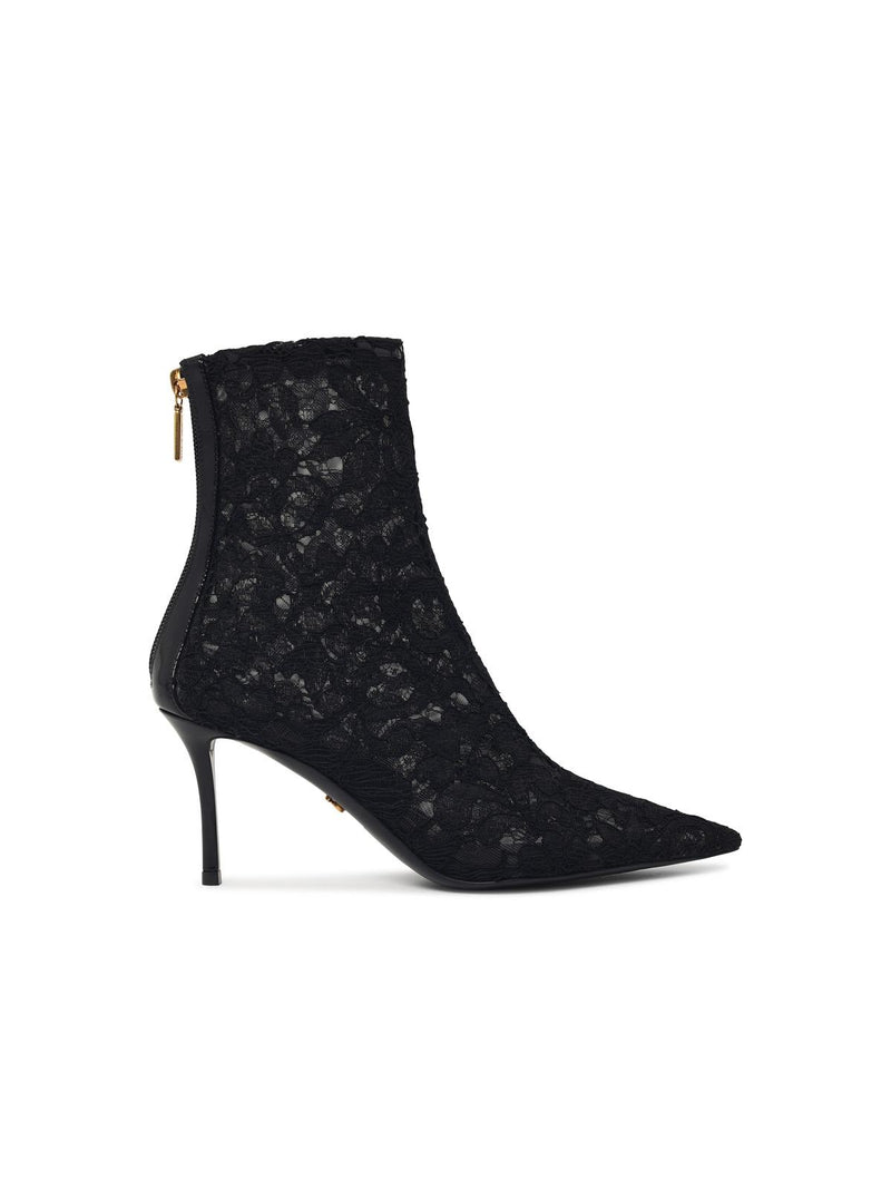 Dolce & Gabbana Dolce & Gabbana 'LOLLO' Black Lace Ankle Boots - World Class Fashion