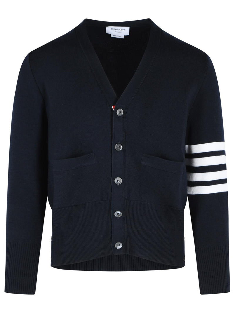 Thom Browne Thom Browne MILANO 4 Bar Navy Virgin Wool Cardigan - World Class Fashion