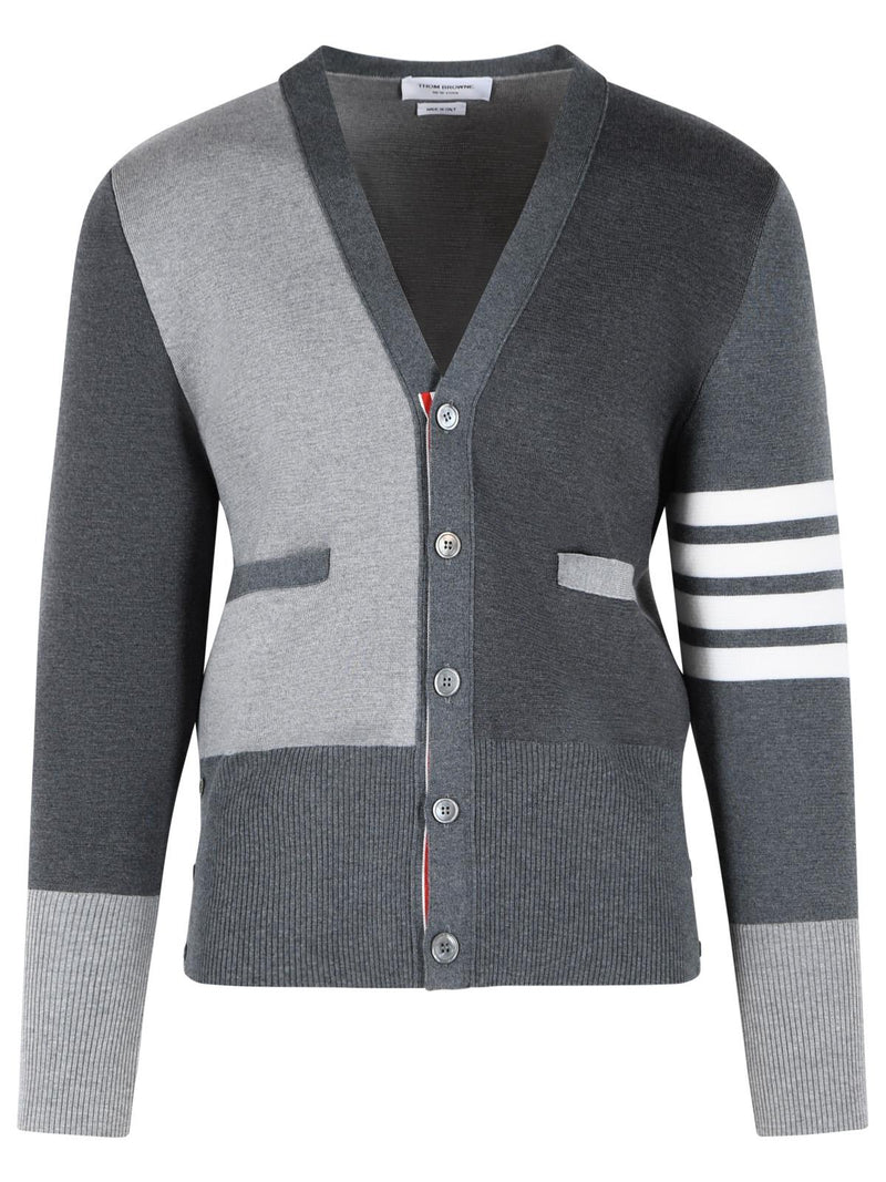 Thom Browne Thom Browne 'FUN Mix' Grey Merino Wool Cardigan - World Class Fashion