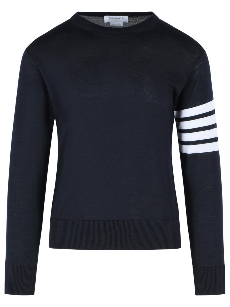 Thom Browne Thom Browne 'CLASSIC 4 Bar' Sweater In Navy Merino Wool - World Class Fashion