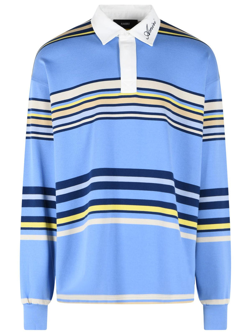 Amiri Amiri Striped Blue Cotton Polo Shirt Men - World Class Fashion
