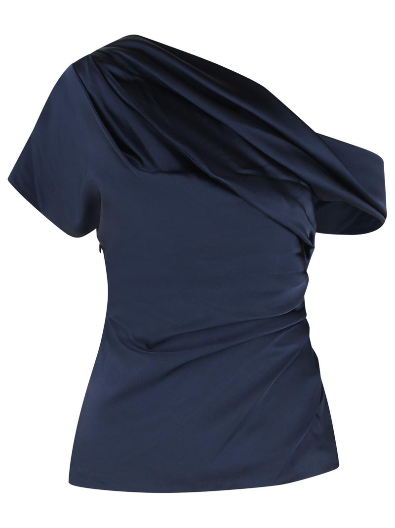 Simkhai Simkhai Acetate Blend One-Shoulder Top Navy - World Class Fashion
