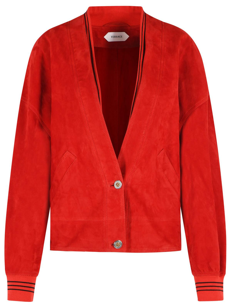 Versace Versace Lambskin Red Suede Jacket Women - World Class Fashion