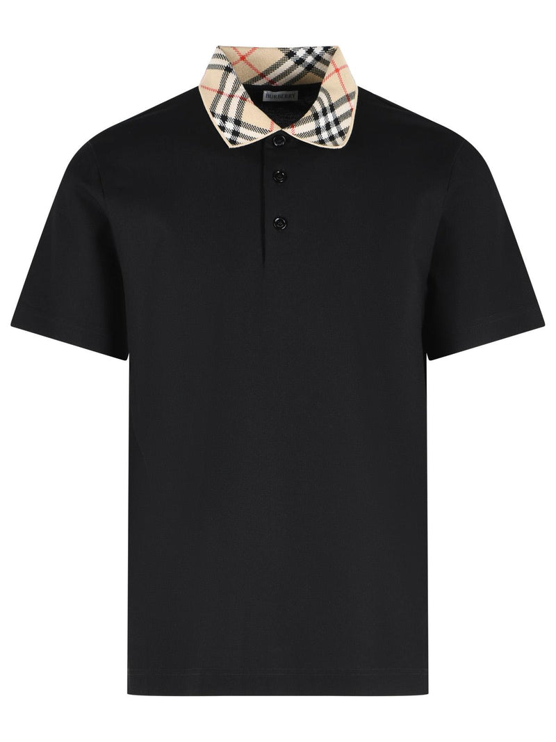 Burberry Burberry 'EVAN' Black Cotton Polo Shirt - World Class Fashion