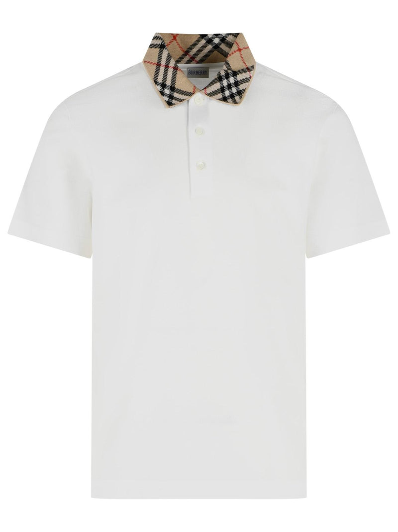 Burberry Burberry 'EVAN' White Cotton Polo Shirt - World Class Fashion