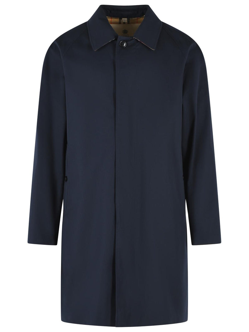 Burberry Burberry Camden Blue Cotton Midi Trench Coat - World Class Fashion