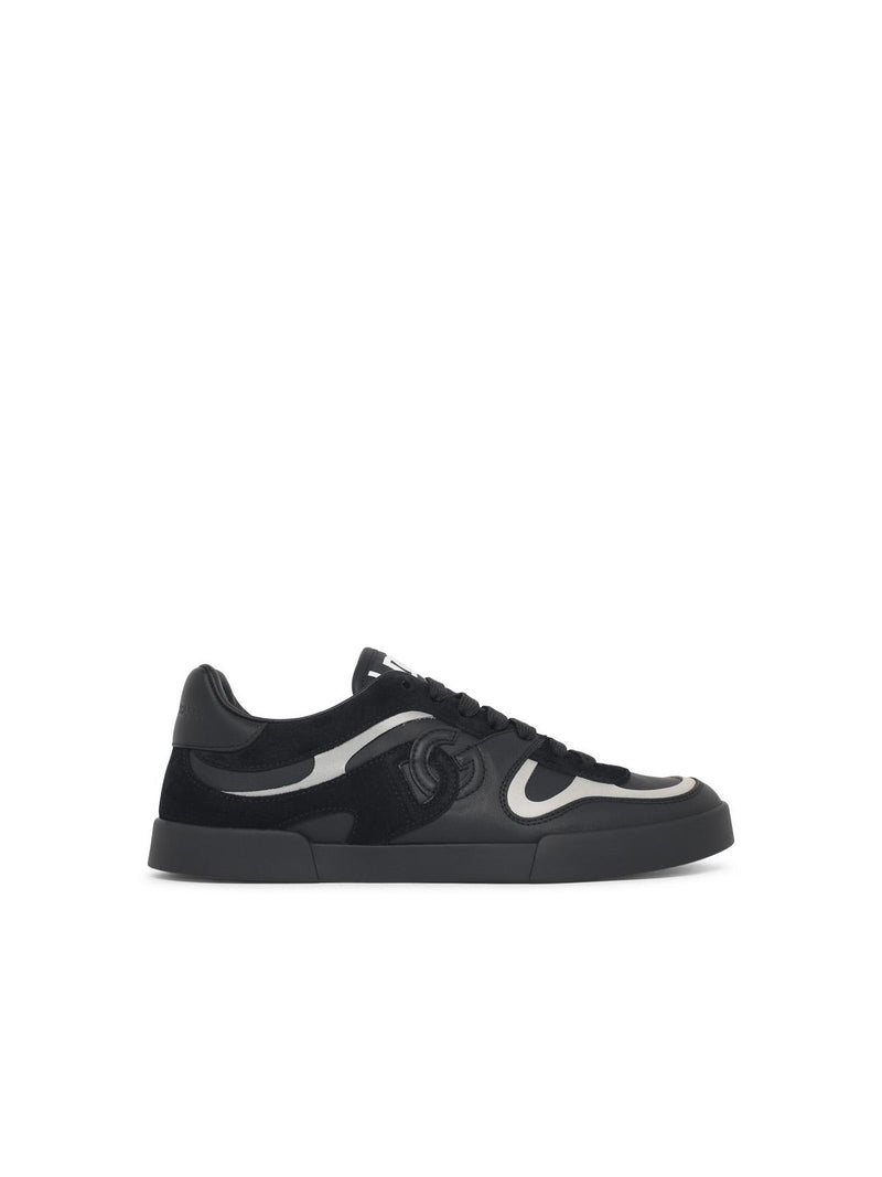 Dolce & Gabbana Dolce & Gabbana STROBEL Portofino Black Leather Sneakers - World Class Fashion