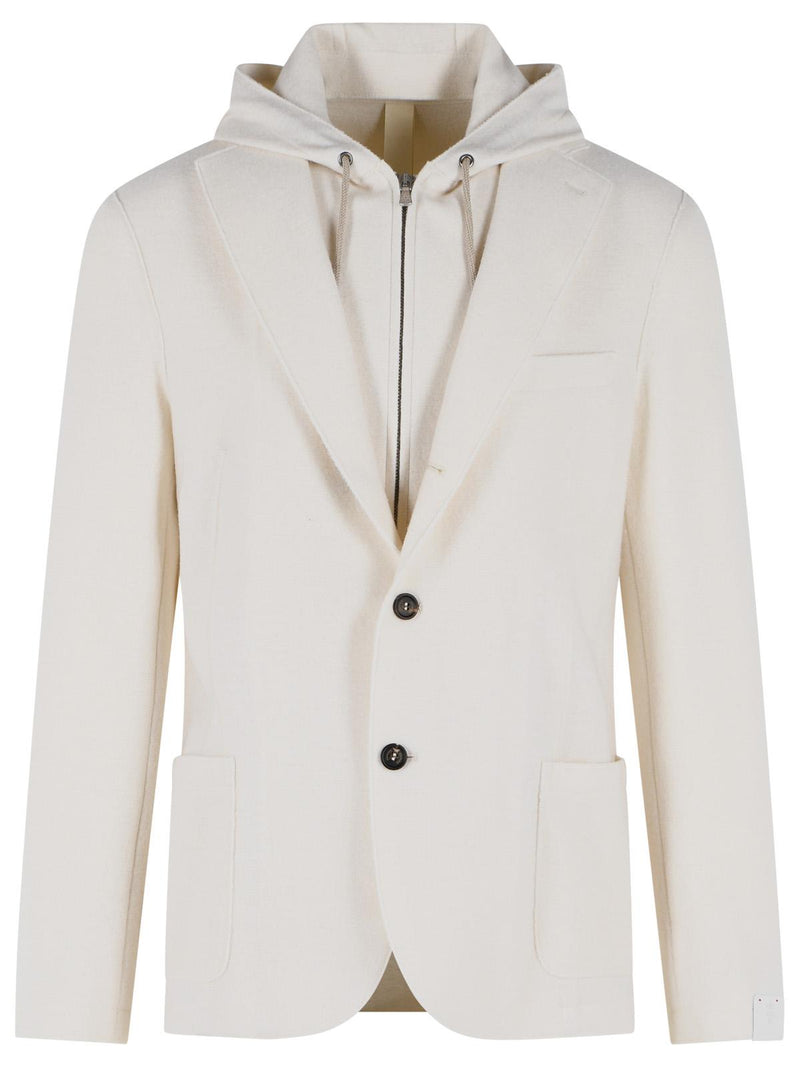 Eleventy Eleventy Wool Hooded Blazer Cream Men - World Class Fashion