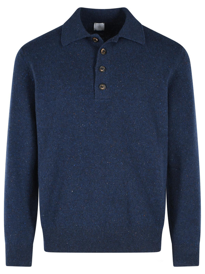 Eleventy Eleventy Navy Wool Polo Shirt Men - World Class Fashion