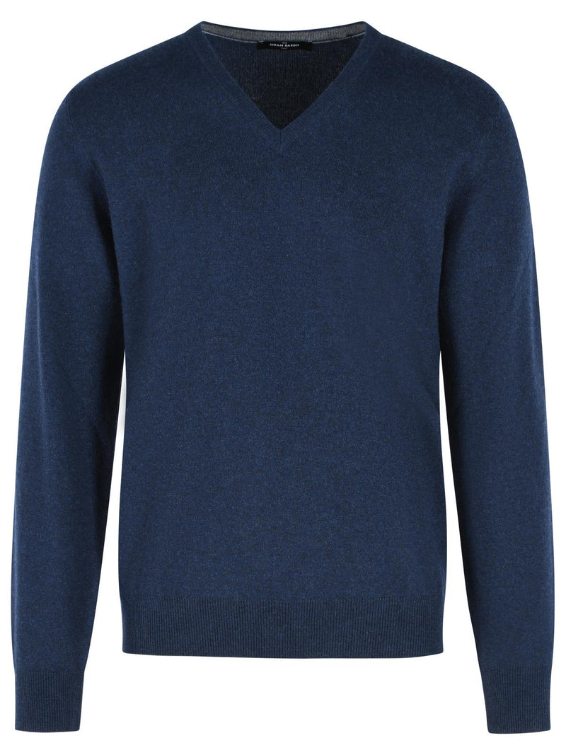 Gran Sasso Gran Sasso Cashmere V-Neck Sweater Blue Men - World Class Fashion