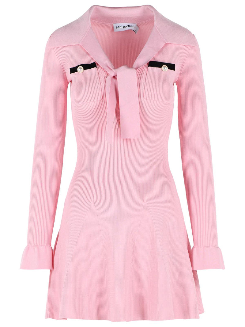 Self-Portrait Self-Portrait Viscose Knit Mini Dress Pink Women - World Class Fashion