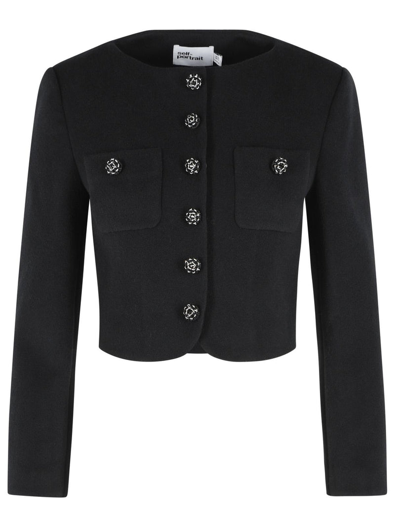 Self-Portrait Self-Portrait Wool Blend Padded Jacket Black Women - World Class Fashion