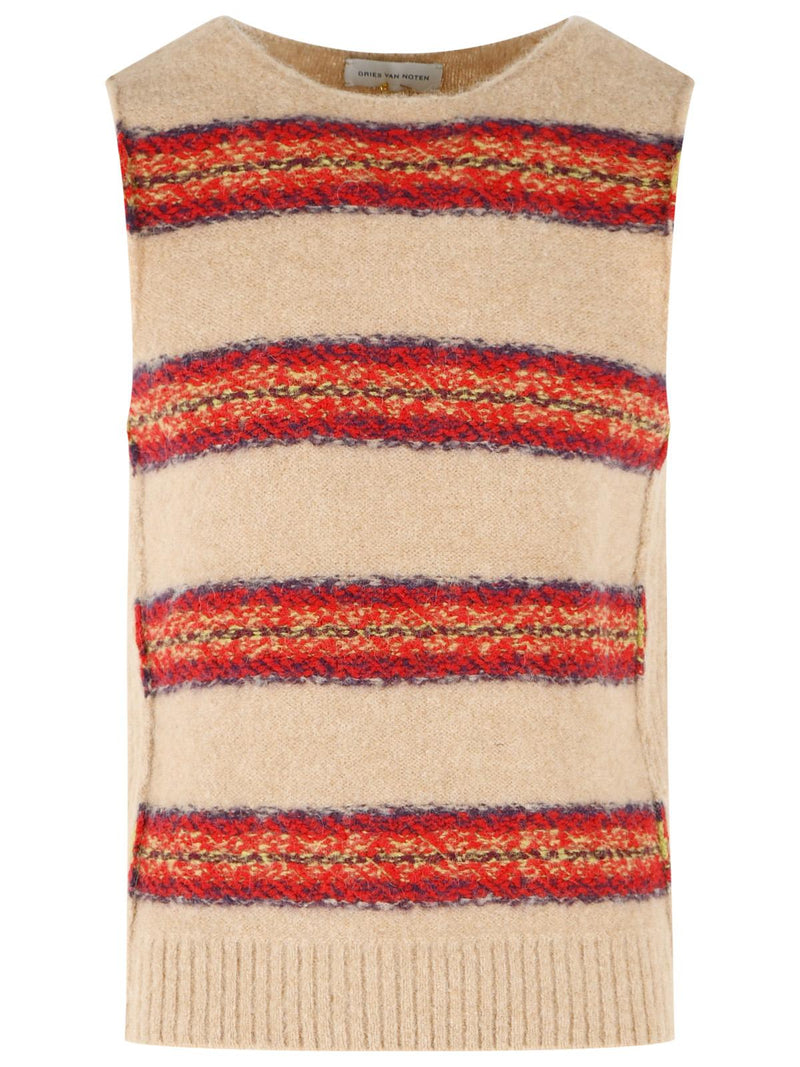 Dries Van Noten Dries Van Noten 'MANADO' Beige Alpaca Blend Vest - World Class Fashion