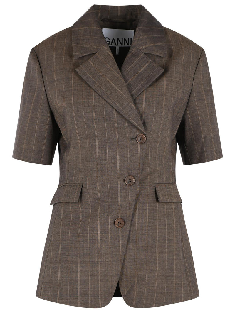 Ganni Ganni Wool Blazer Brown Women - World Class Fashion