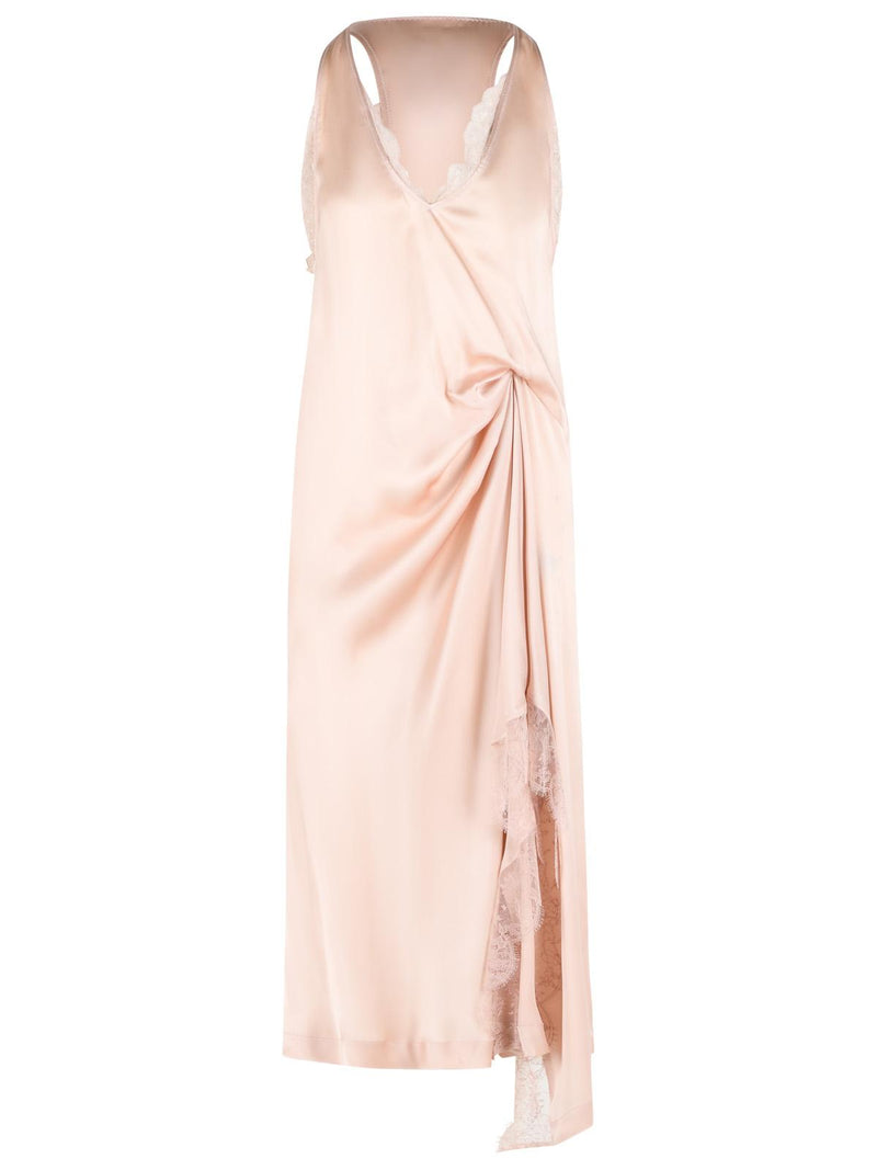 Maison Margiela Maison Margiela Silk Blend Midi Dress Pink - World Class Fashion