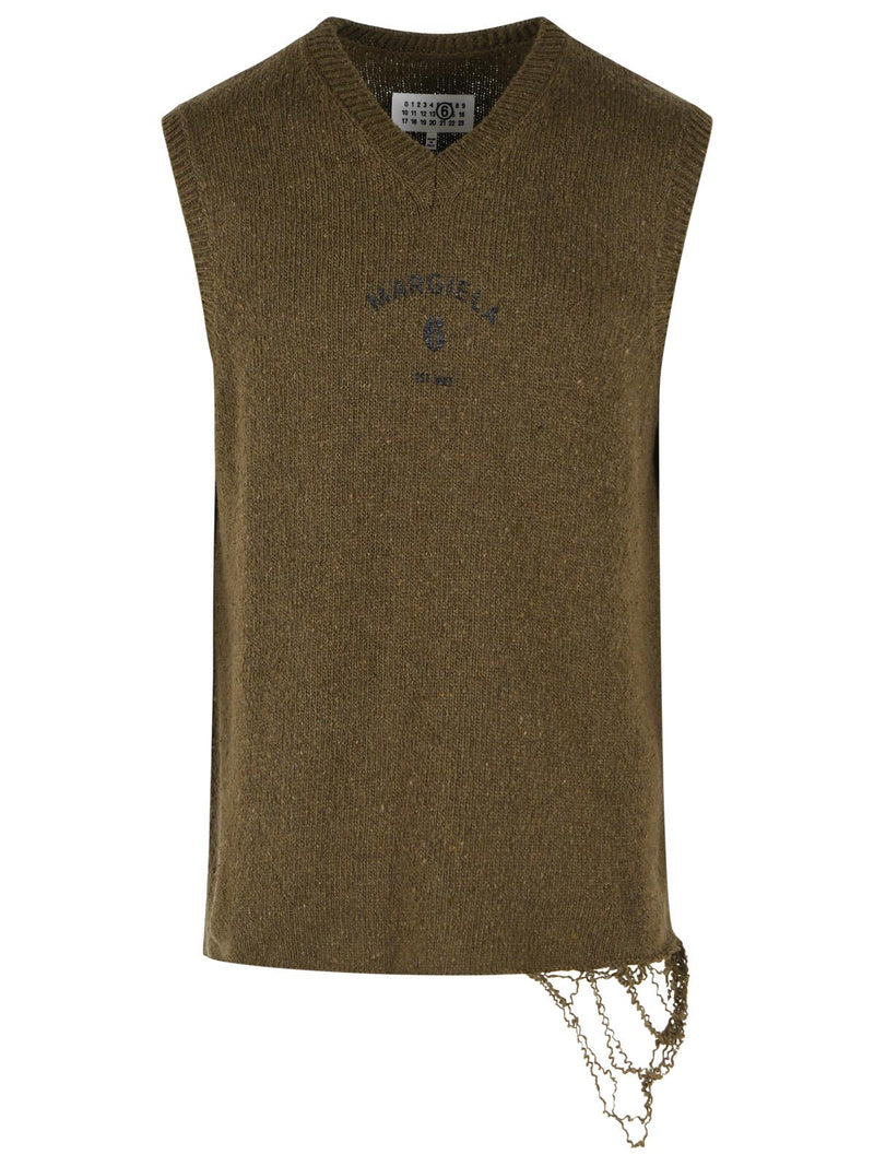 MM6 Maison Margiela Mm6 Maison Margiela Green Wool Blend Vest - World Class Fashion