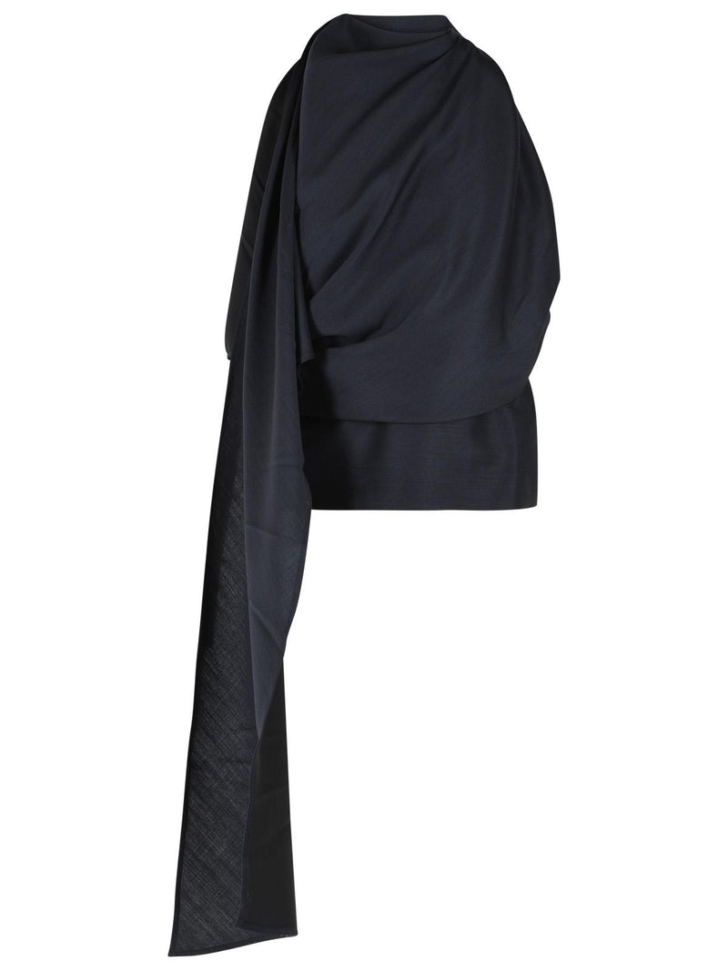 Róhe Róhe Draped Blouse Navy Wool Blend Women - World Class Fashion