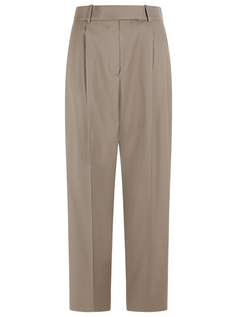 Róhe Róhe DARIA Tapered Brown Virgin Wool Pants - World Class Fashion