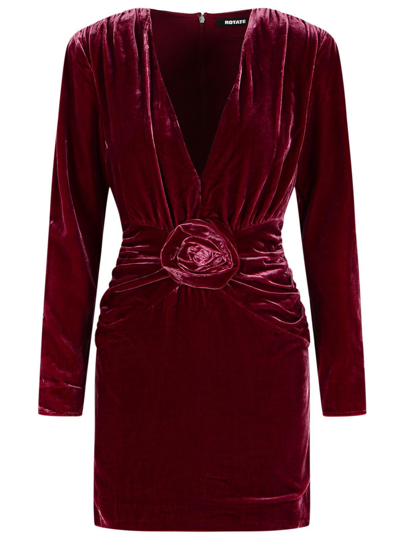 Rotate Rotate Burgundy Silk Velvet Mini Dress - World Class Fashion