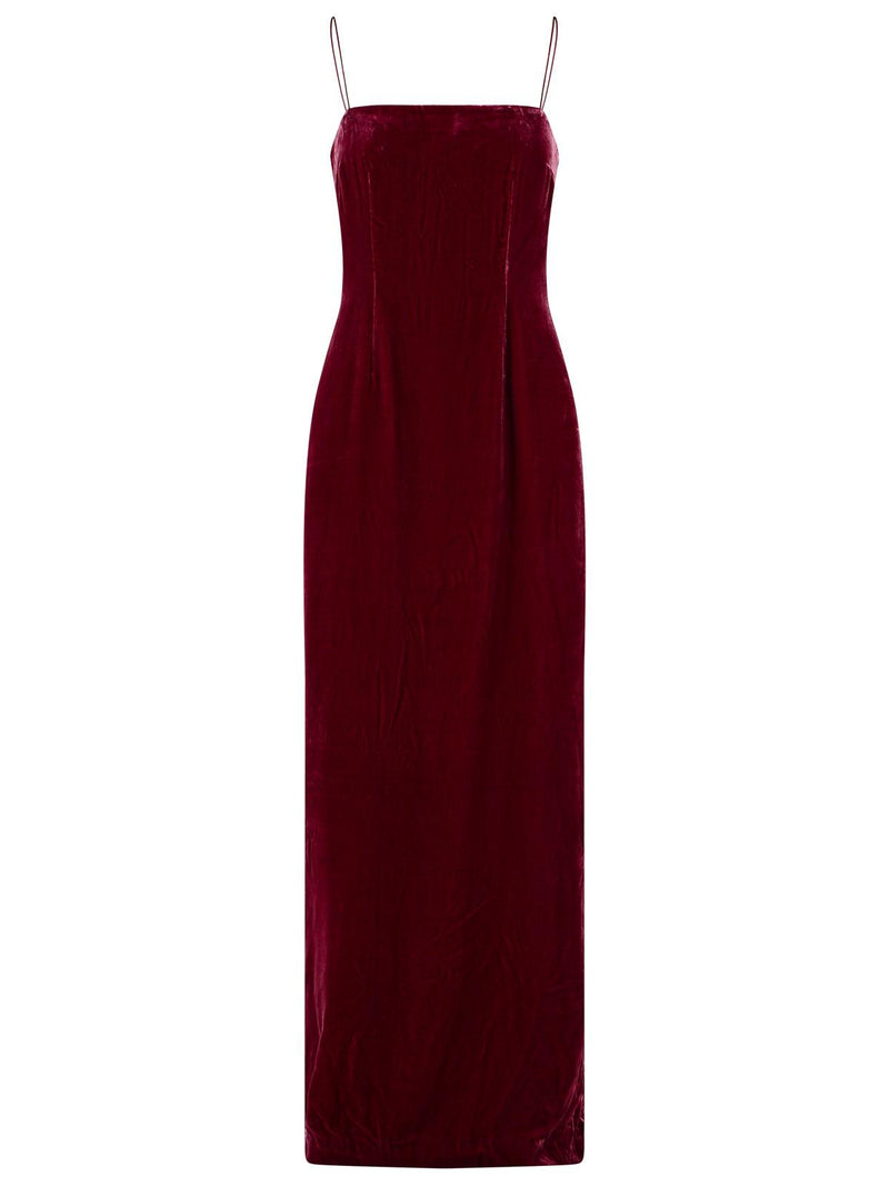 Rotate Rotate Burgundy Silk Velvet Maxi Dress - World Class Fashion