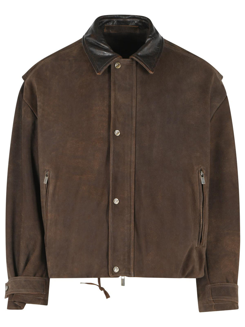 Salvatore Santoro Salvatore Santoro Oversized Suede Jacket Brown - World Class Fashion
