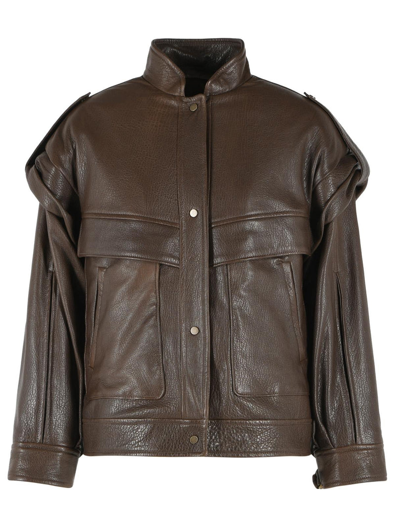 Salvatore Santoro Salvatore Santoro Leather Bomber Jacket Brown Women - World Class Fashion