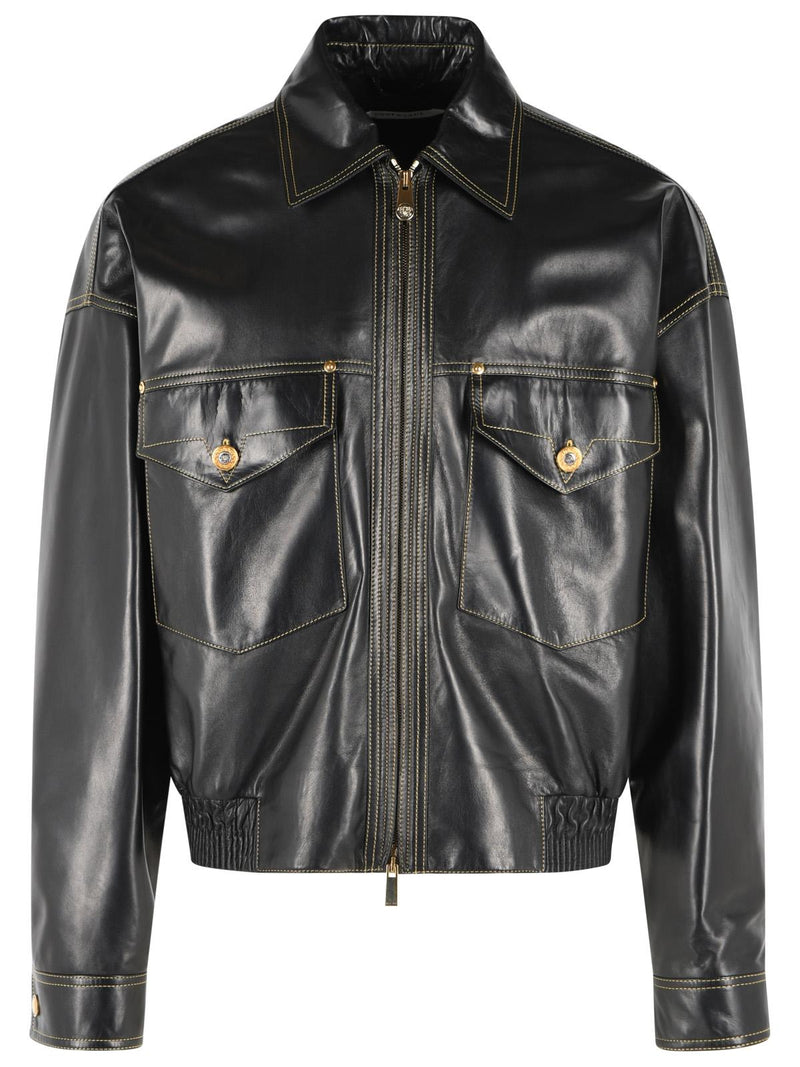 Versace Versace Lamb Leather Jacket Black Men - World Class Fashion
