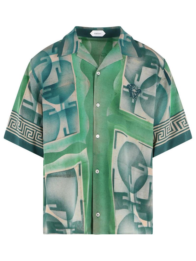 Versace Versace Informal Green Silk Shirt Men - World Class Fashion