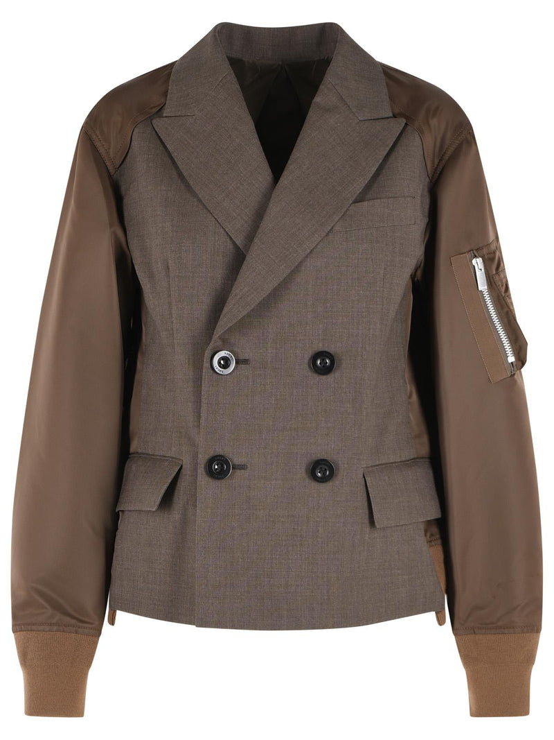 Sacai Sacai Brown Wool Blend Blazer - World Class Fashion