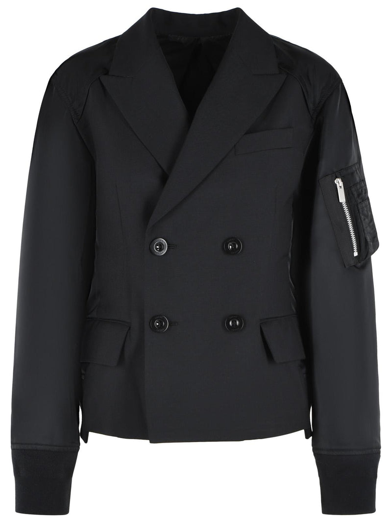 Sacai Sacai Black Wool Blend Blazer - World Class Fashion