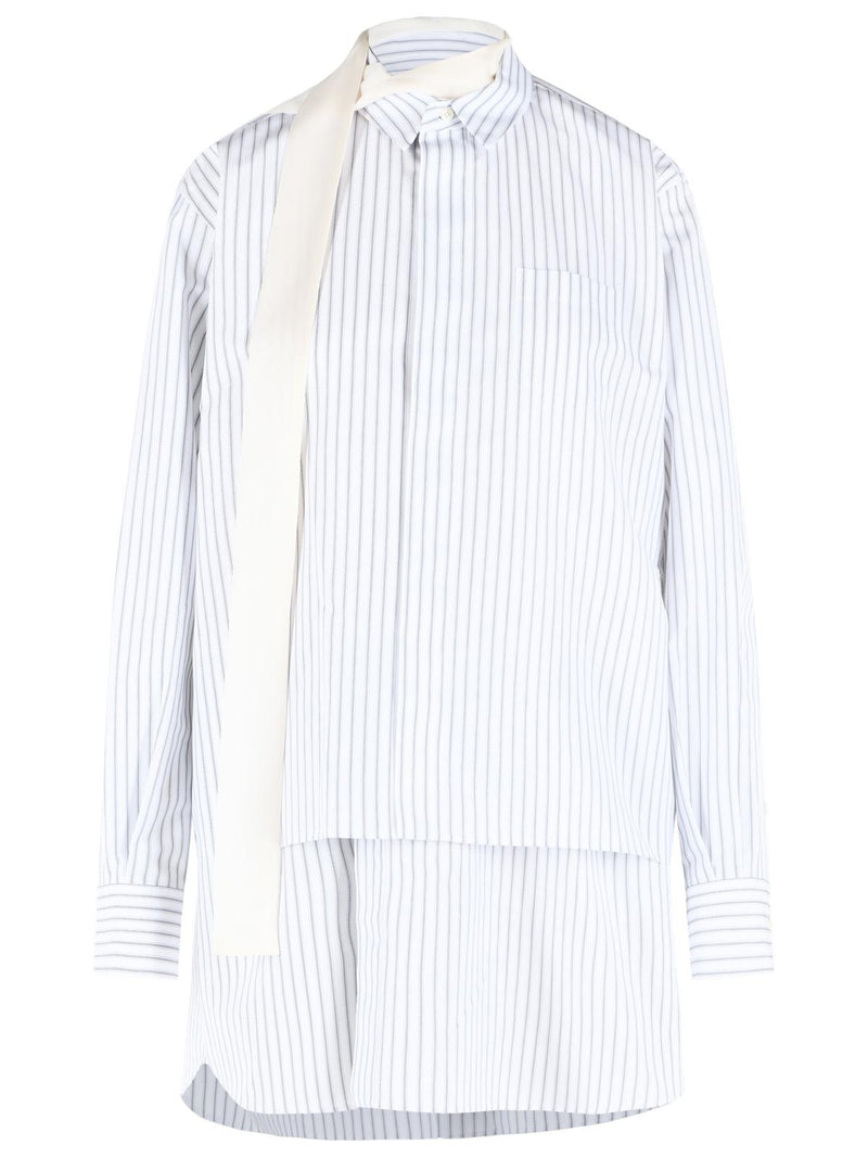 Sacai Sacai White Cotton Blend Mini Dress - World Class Fashion