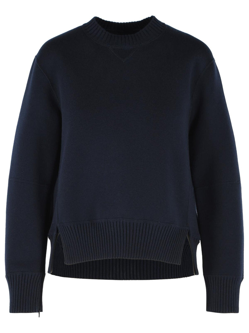 Sacai Sacai Cotton Blend Sweater Navy Women - World Class Fashion
