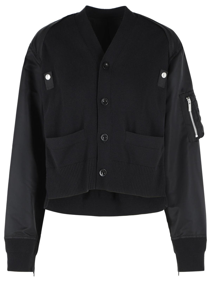 Sacai Sacai Black Cotton Blend Cardigan Women - World Class Fashion