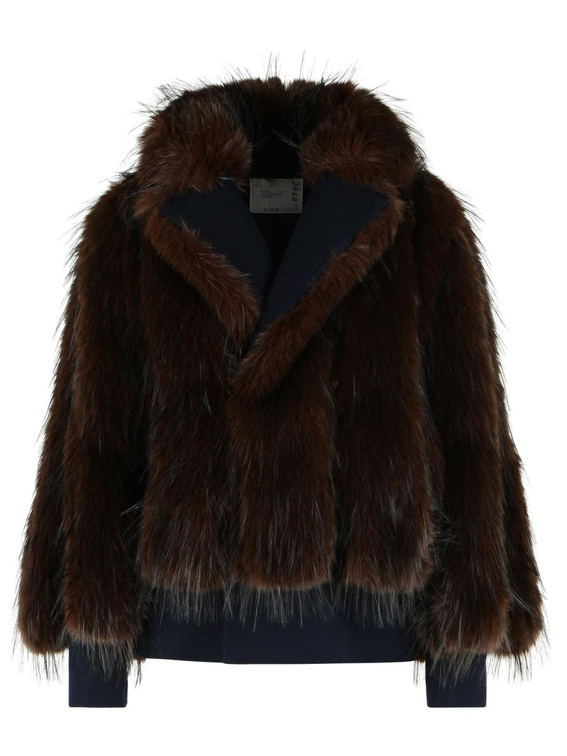 Sacai Sacai Faux Fur Coat Brown Women - World Class Fashion