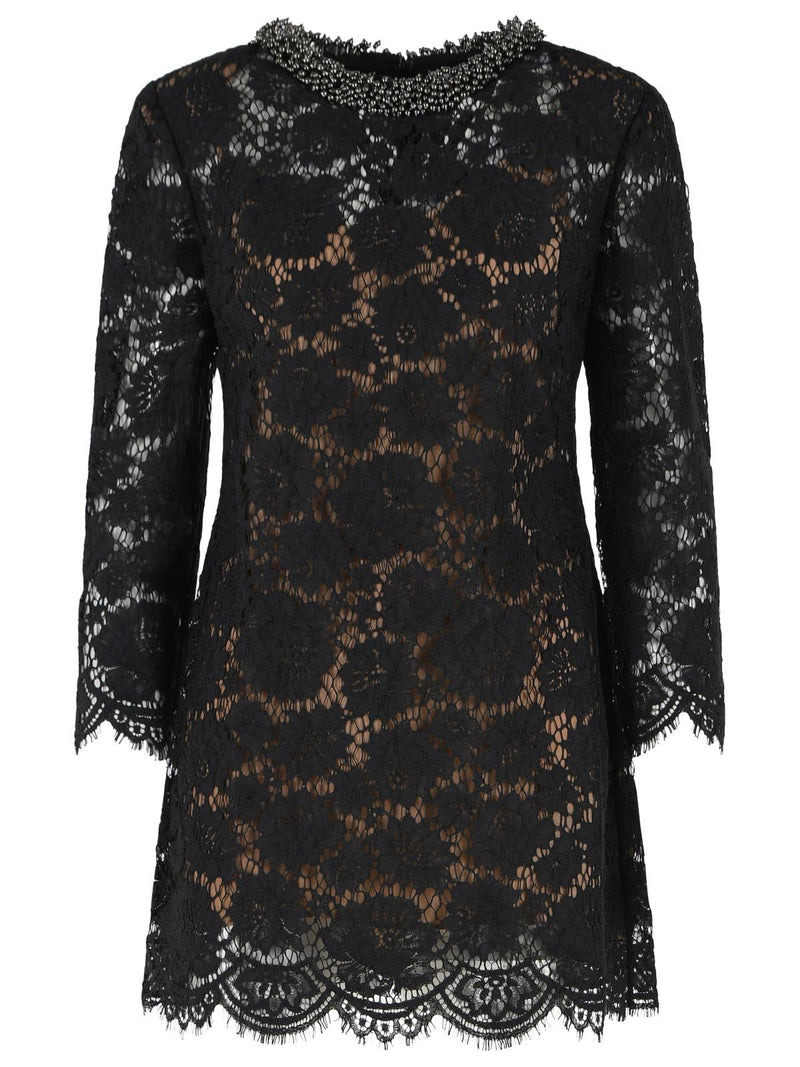 Self-Portrait Self-Portrait Cotton Blend Mini Dress Black - World Class Fashion