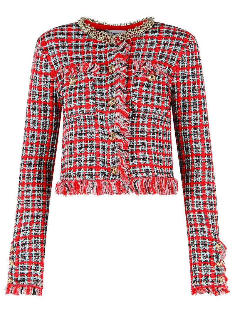 Self-Portrait Self-Portrait Cotton Blend Jacket Red Women - World Class Fashion