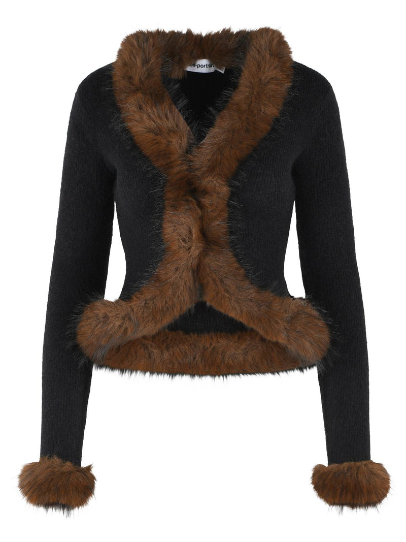 Self-Portrait Self-Portrait Alpaca Blend Cardigan Black Women - World Class Fashion