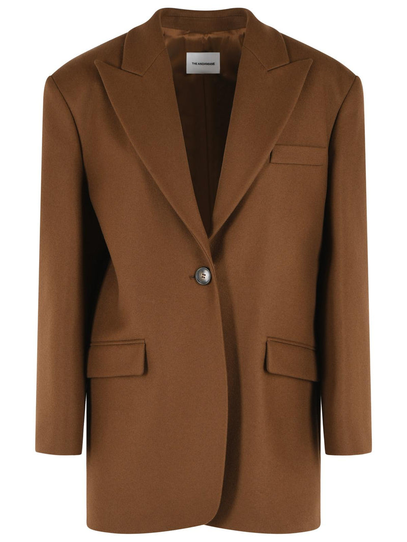The Andamane The Andamane 'TERESA' Oversize Brown Wool Blazer - World Class Fashion