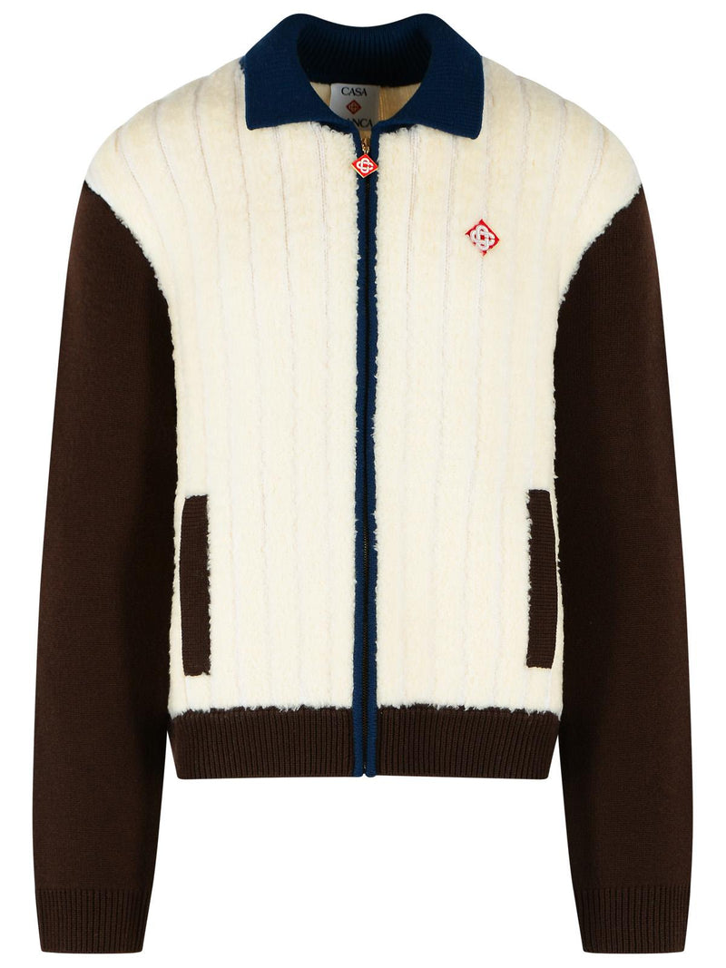 Casablanca Casablanca Café Culture Wool Fleece Jacket White - World Class Fashion