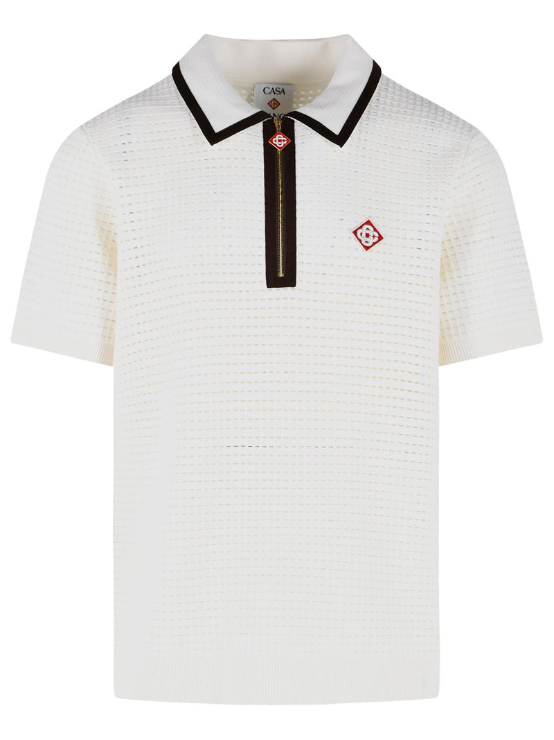 Casablanca Casablanca Waffle Stitch Wool Polo Shirt White - World Class Fashion