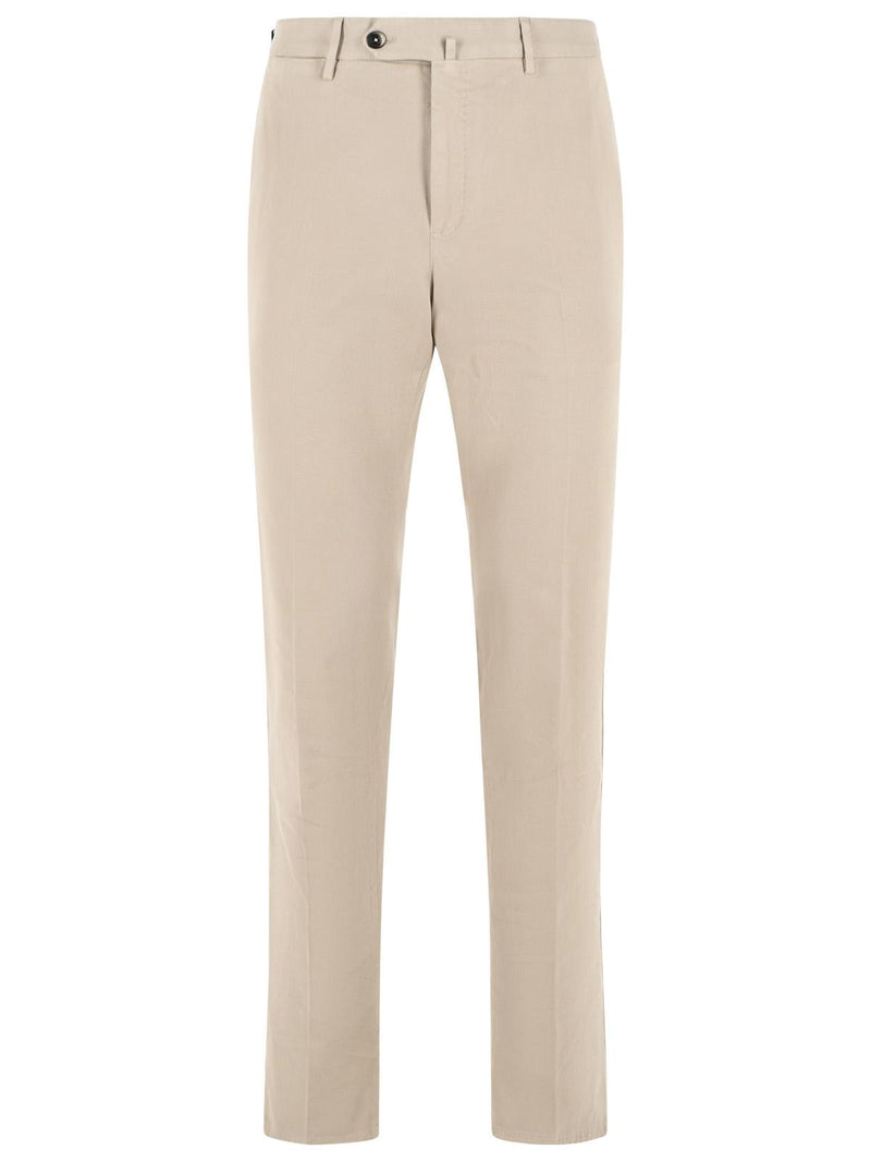 Pt01 Pt01 Slim Fit Beige Cotton Pants Ivory Men - World Class Fashion
