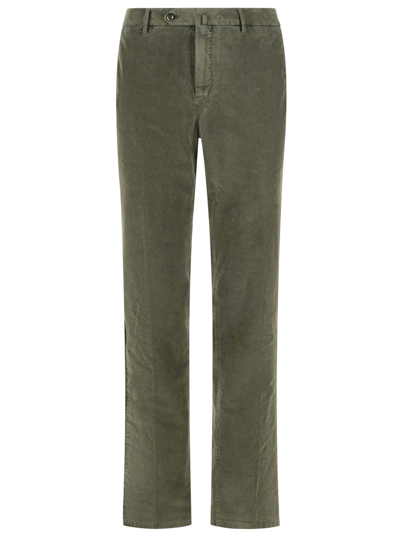 Pt01 Pt01 Slim Fit Green Cotton Trousers - World Class Fashion