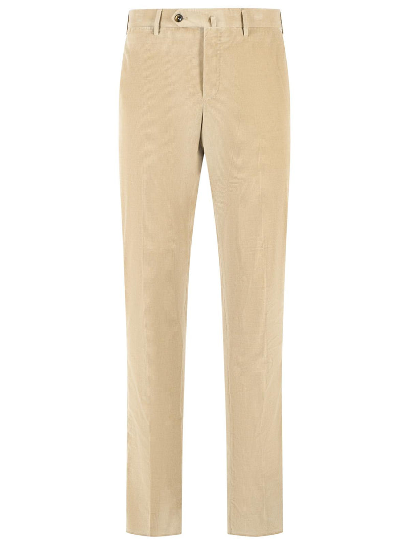 Pt01 Pt01 Slim Fit Beige Cotton Trousers Men - World Class Fashion