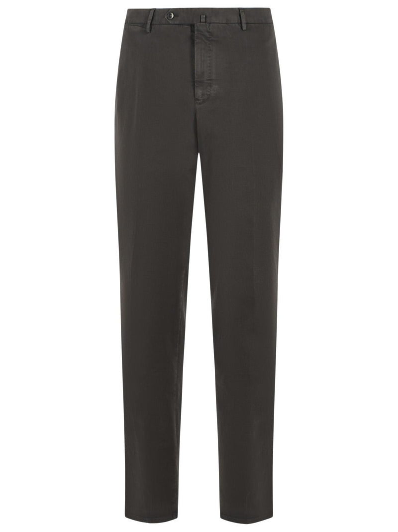 Pt01 Pt01 Slim Fit Brown Cotton Trousers - World Class Fashion