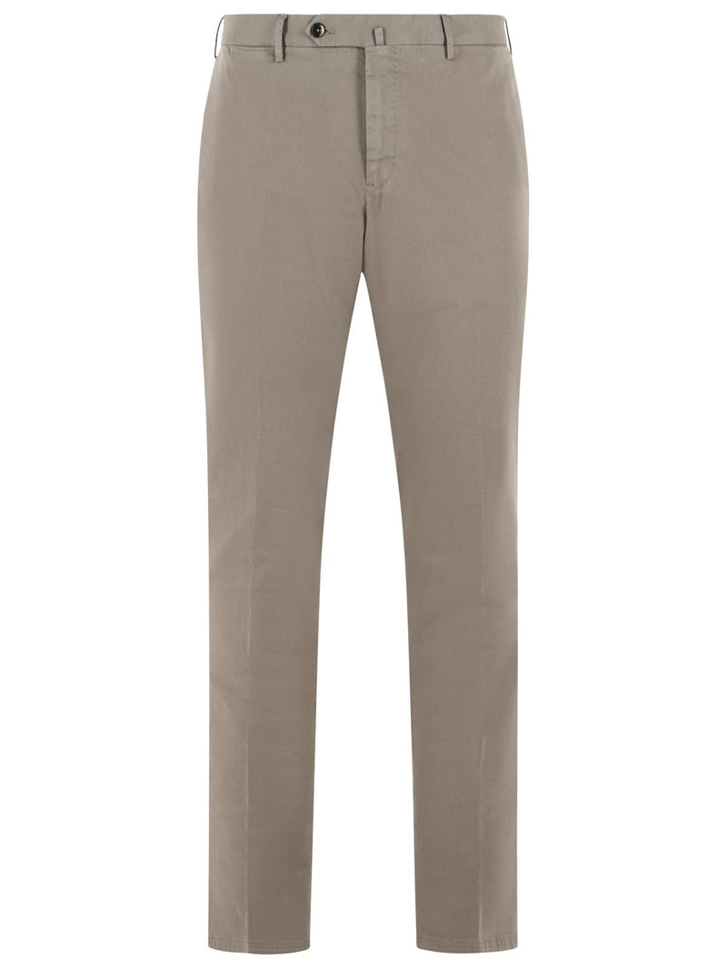 Pt01 Pt01 Superslim Fit Beige Cotton Pants - World Class Fashion