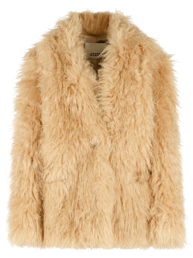 Isabel Marant Isabel Marant MYLAE Beige Polyester Fur Coat - World Class Fashion