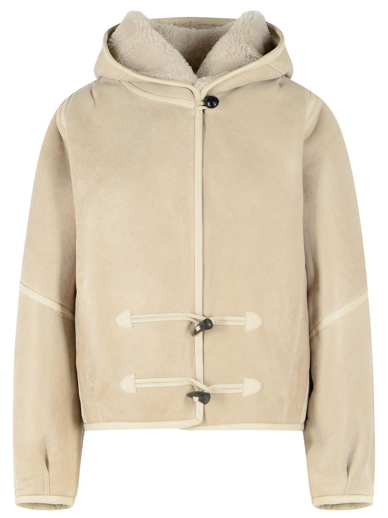 Isabel Marant Isabel Marant AMIEL Ecru Sheepskin Short Coat - World Class Fashion