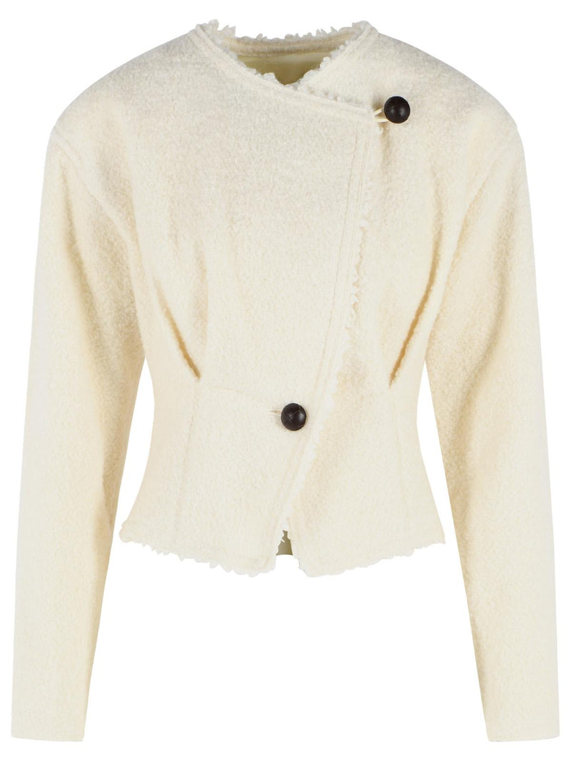 Isabel Marant Isabel Marant SUNA Ivory Virgin Wool Blend Jacket - World Class Fashion
