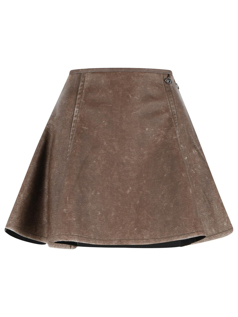 Diesel Diesel ERINA Brown Faux Leather Miniskirt - World Class Fashion